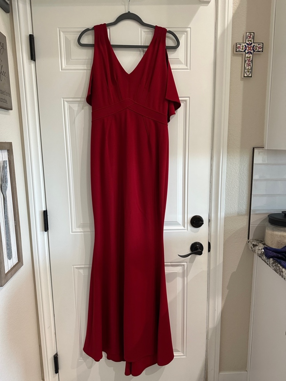 Zac Posen Red V-Neck Formal Gown